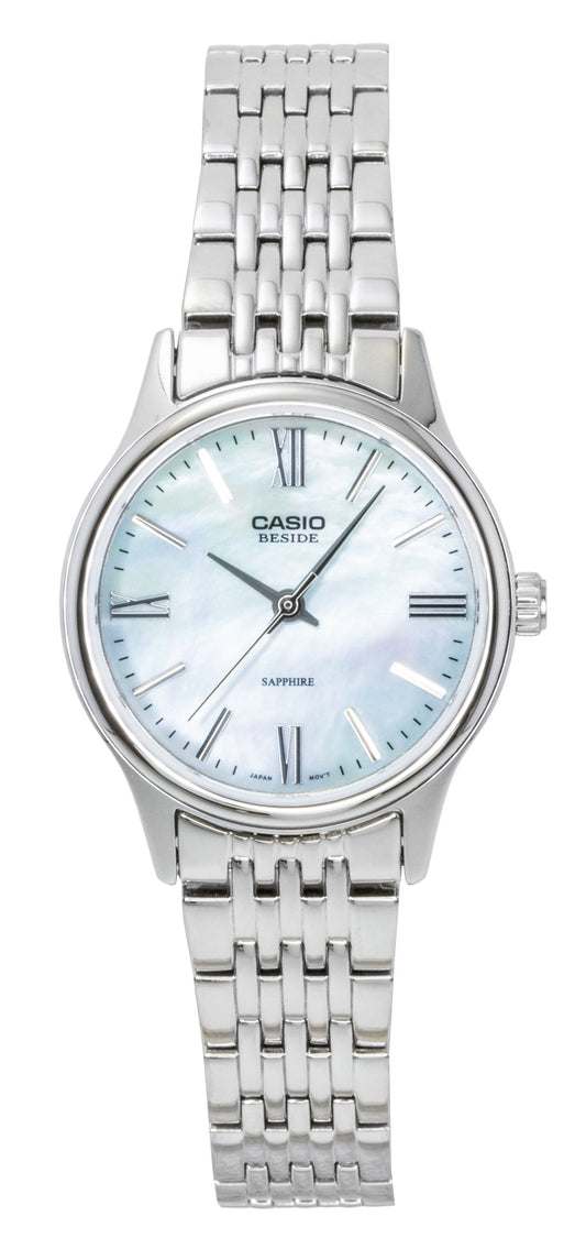 Casio Beside Analog Edelstahl Perlmutt-Zifferblatt Quarz BLS-100DS-2AV Damenuhr