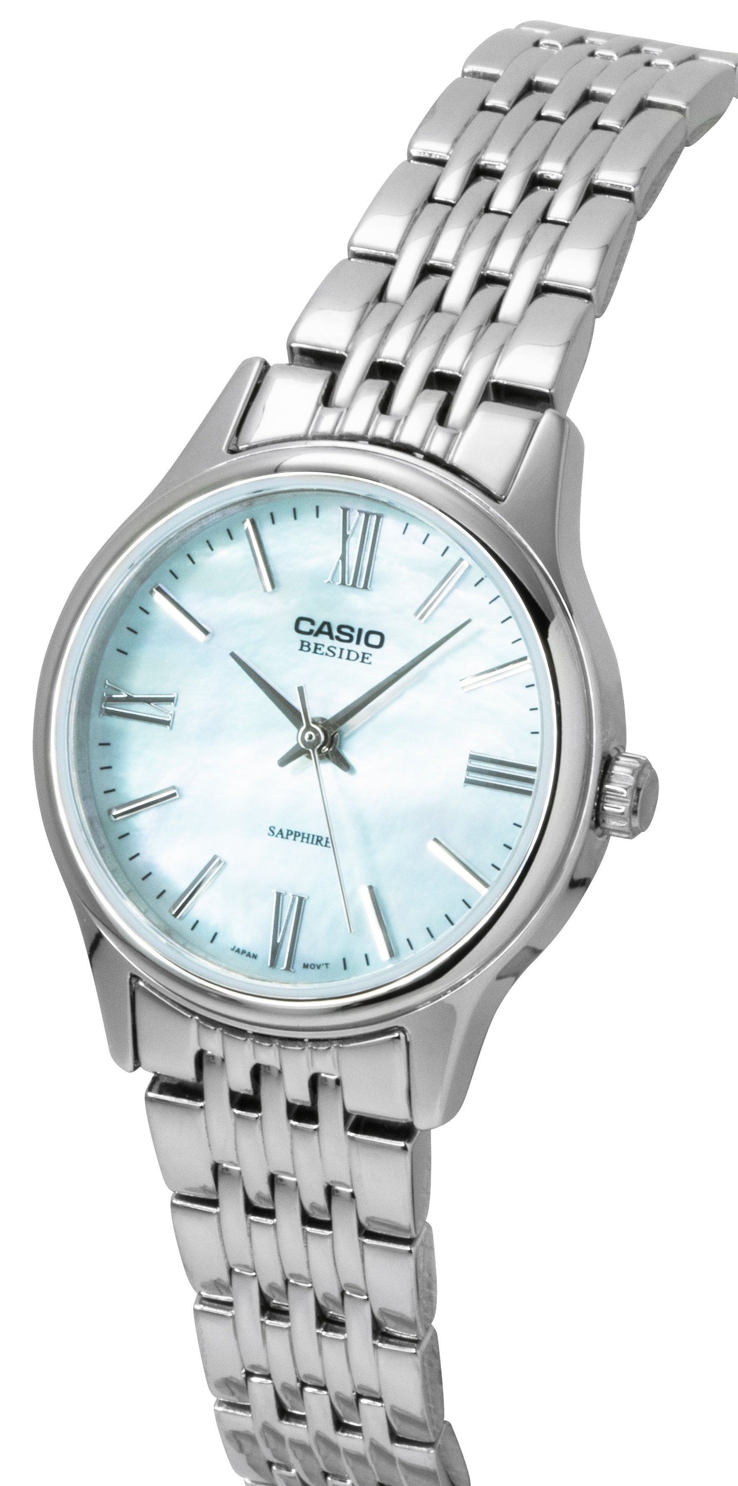 Casio Beside Analog Edelstahl Perlmutt-Zifferblatt Quarz BLS-100DS-2AV Damenuhr