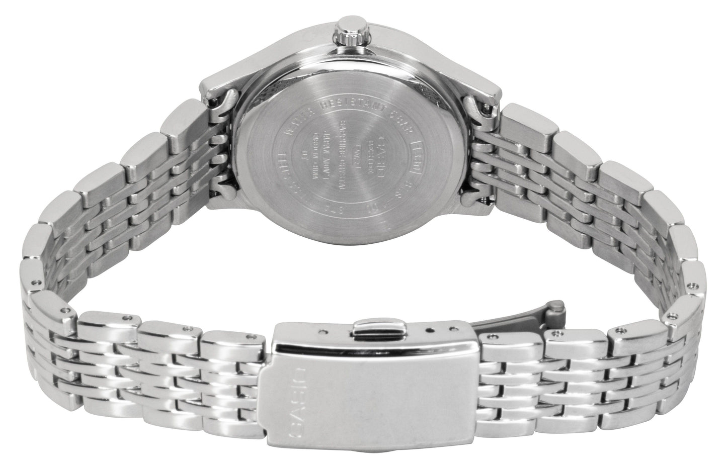 Casio Beside Analog Edelstahl Pink Perlmutt-Zifferblatt Quarz BLS-100DS-4AV Damenuhr