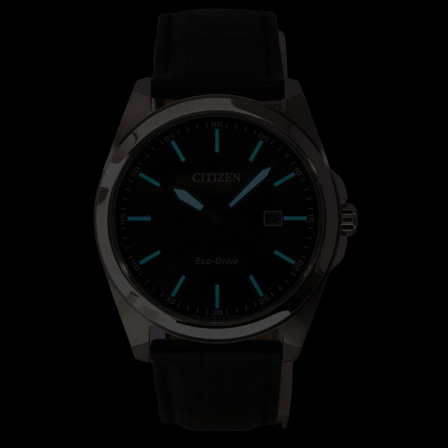 Citizen Eco-Drive Black Lederarmband Schwarzes Zifferblatt Solar BM7108-14E 100M Herrenuhr