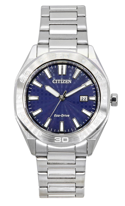Citizen Eco-Drive Edelstahl Blaues Zifferblatt BM7630-80L 100M Herrenuhr