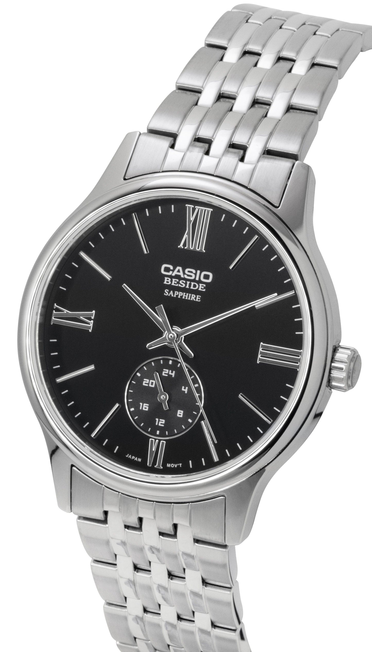 Casio Beside Analog Edelstahl Schwarzes Zifferblatt Quarz BMS-100D-1AV Herrenuhr