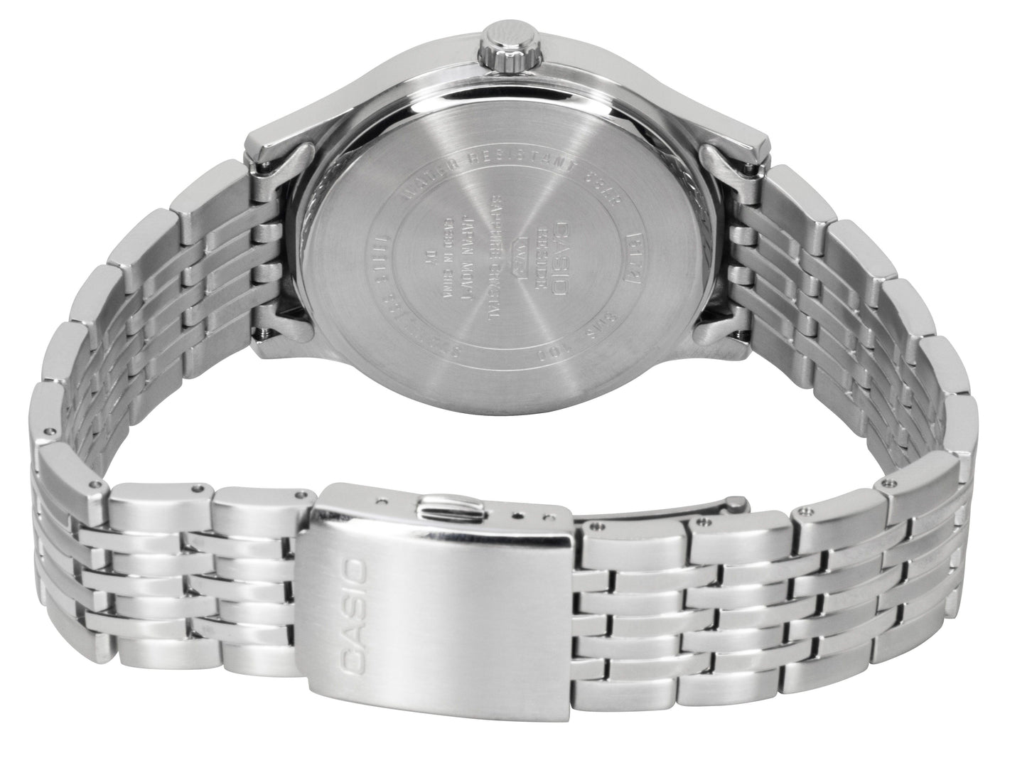 Casio Beside Analog Edelstahl Schwarzes Zifferblatt Quarz BMS-100D-1AV Herrenuhr