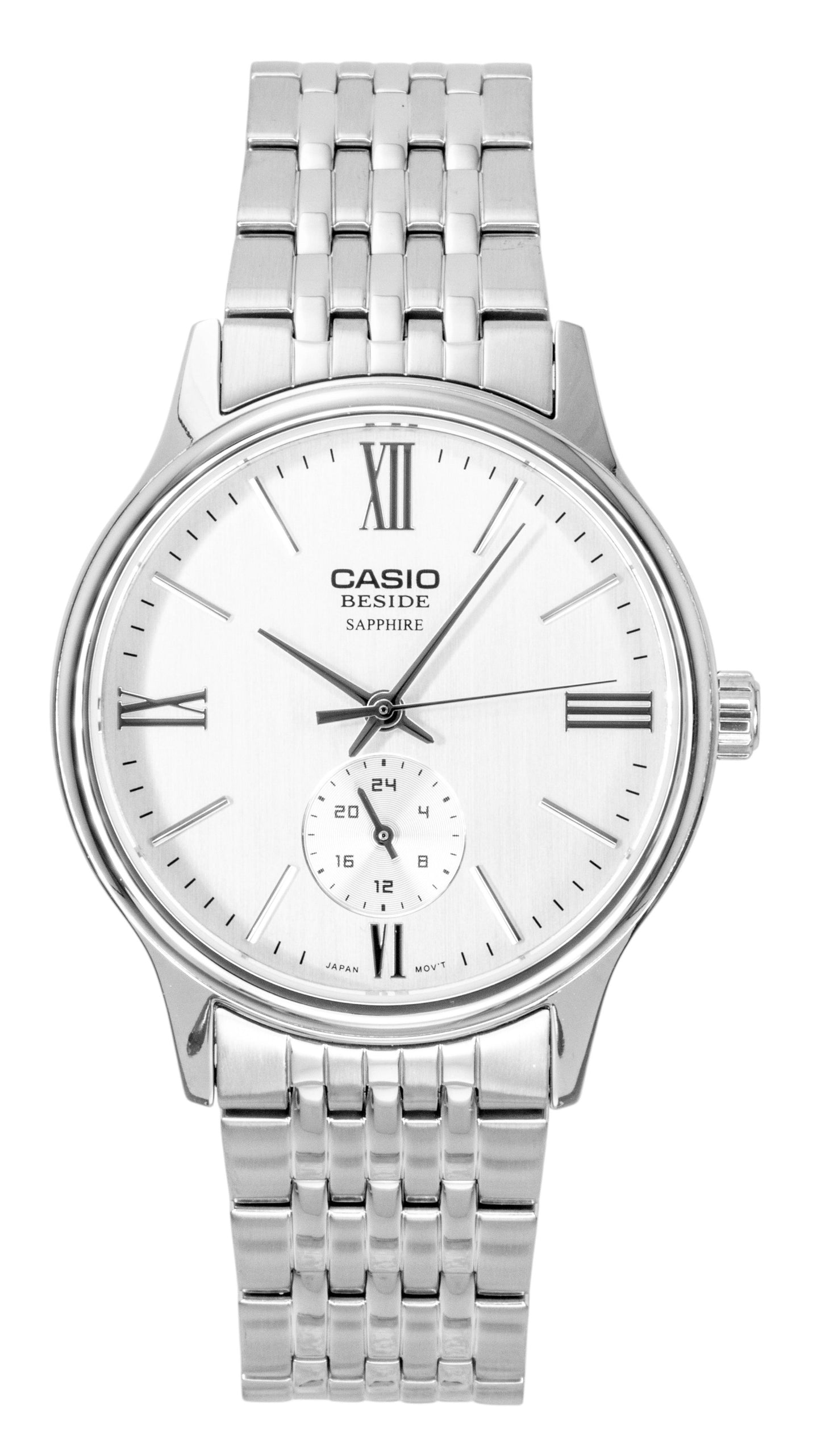 Casio Beside Analog Edelstahl White Dial Quarz BMS-100D-7AV Herrenuhr