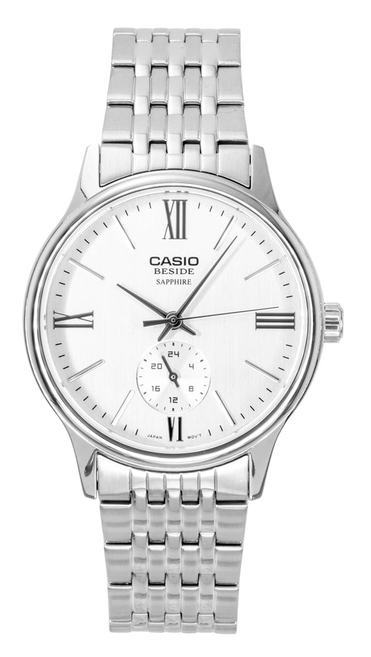 Casio Beside Analog Edelstahl White Dial Quarz BMS-100D-7AV Herrenuhr