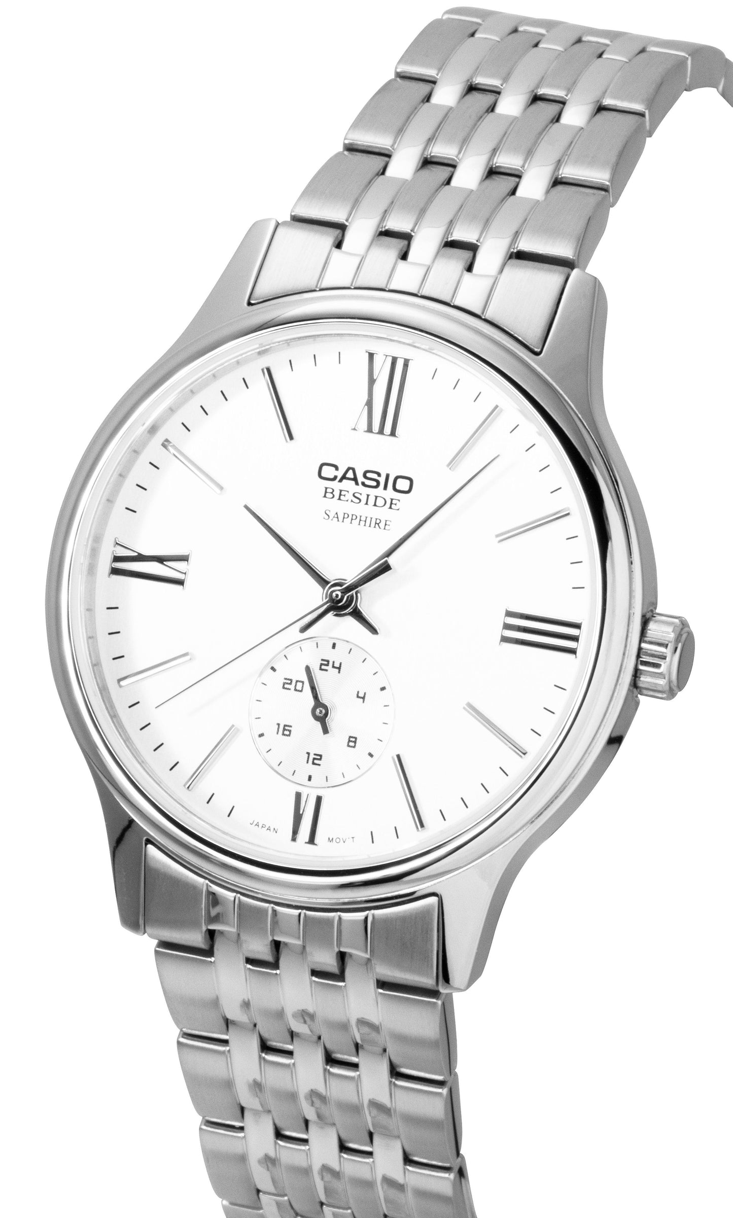 Casio Beside Analog Edelstahl White Dial Quarz BMS-100D-7AV Herrenuhr