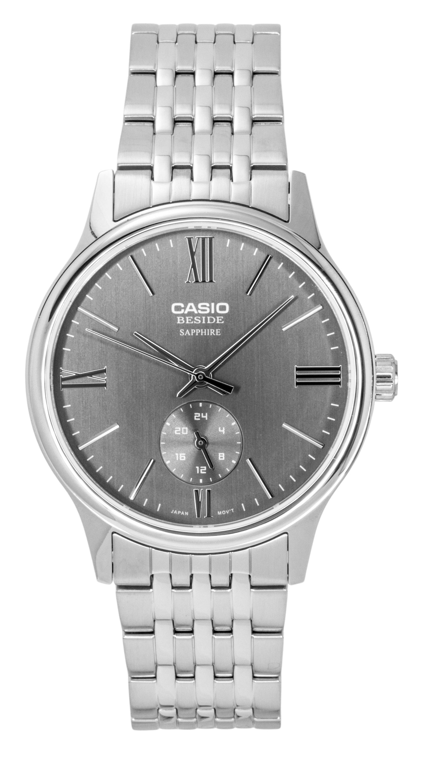 Casio Beside Analog Edelstahl Graues Zifferblatt Quarz BMS-100D-8AV Herrenuhr