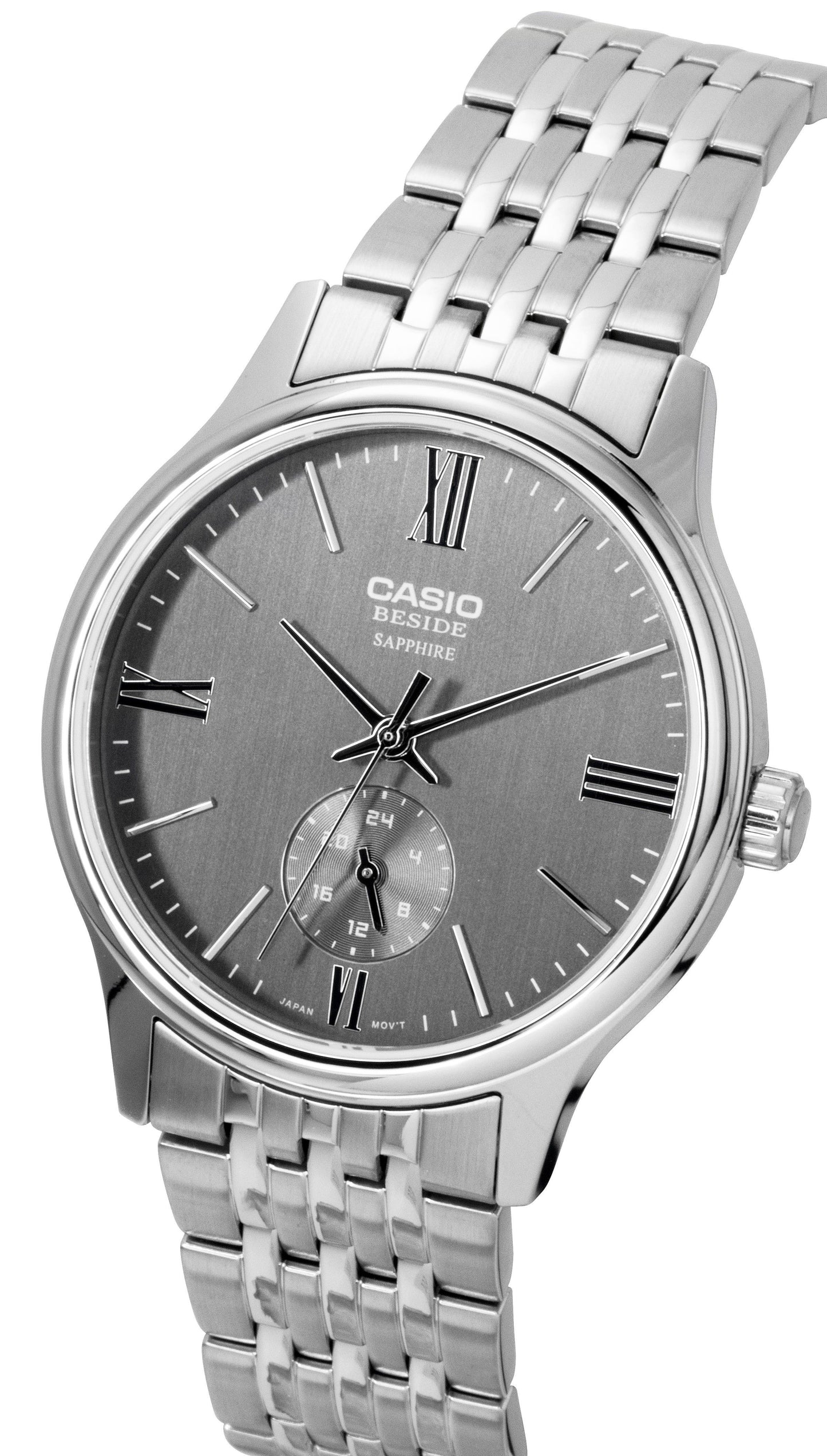 Casio Beside Analog Edelstahl Graues Zifferblatt Quarz BMS-100D-8AV Herrenuhr