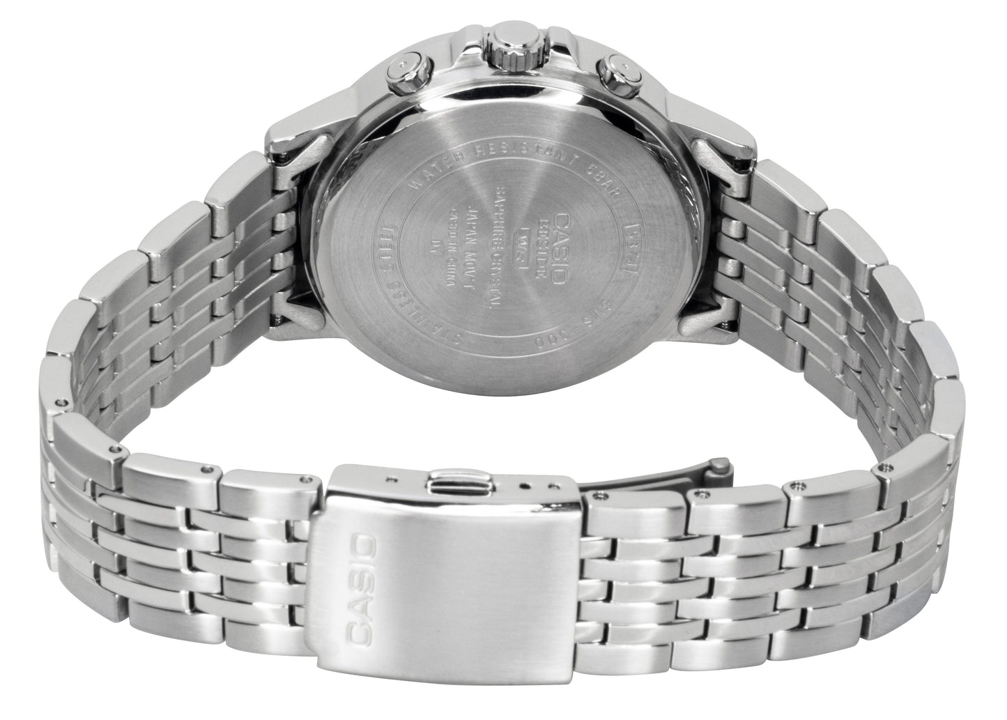 Casio Beside Analog Edelstahl Schwarzes Zifferblatt Quarz BMS-300D-1AV Herrenuhr