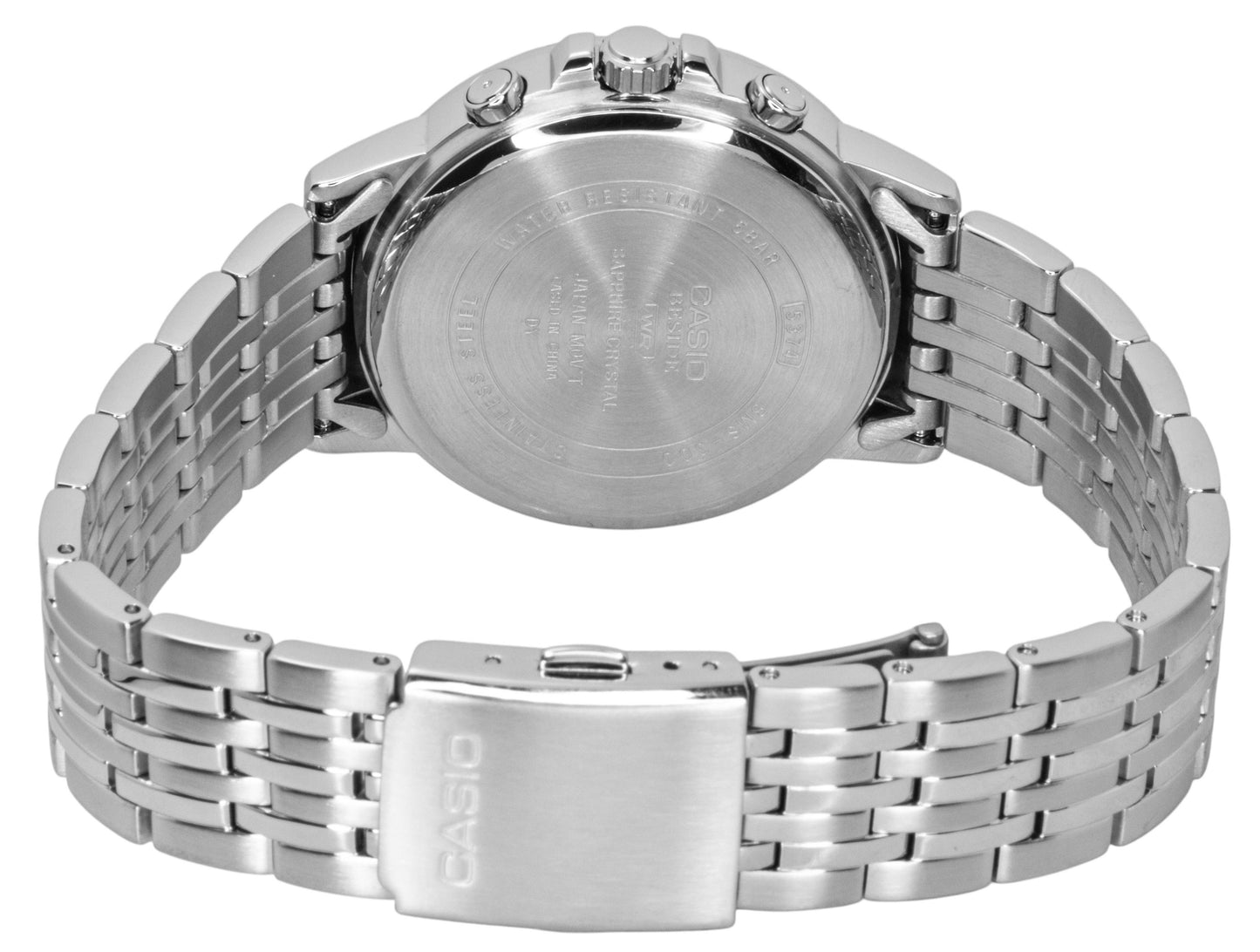 Casio Beside Analog Edelstahl Silberfarbenes Zifferblatt Quarz BMS-300D-7AV Herrenuhr