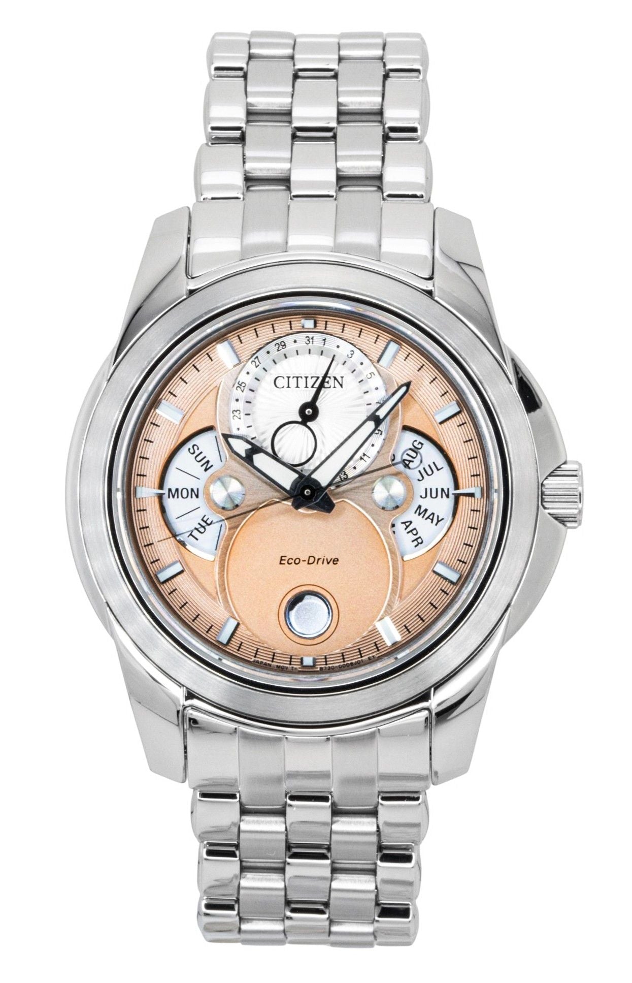 Citizen Calendrier Moon Phase Edelstahl Salmon Dial Eco-Drive BU0080-52X 100M Herrenuhr