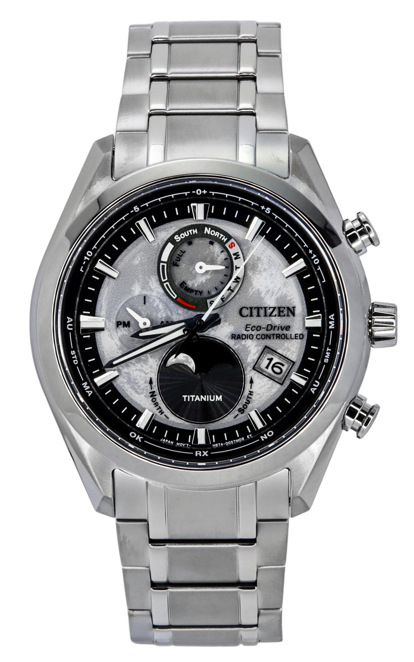 Citizen Eco-Drive Tsuki-yomi Super Titanium Radio Controlled Graues Zifferblatt BY1010-81H 100M Herrenuhr