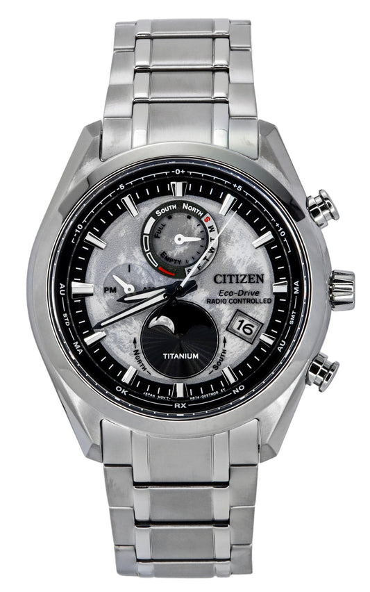 Citizen Eco-Drive Tsuki-yomi Super Titanium Radio Controlled Graues Zifferblatt BY1010-81H 100M Herrenuhr