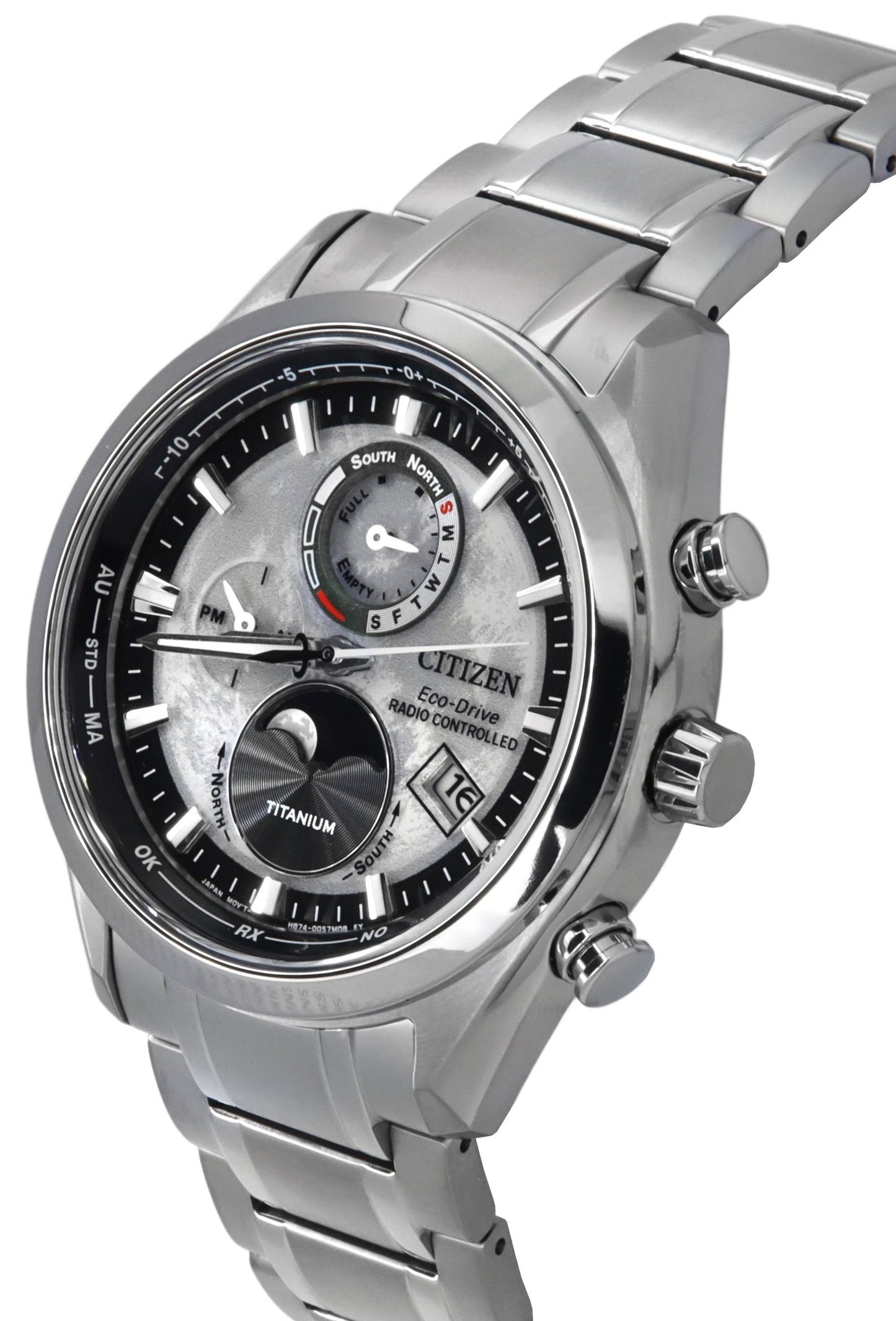 Citizen Eco-Drive Tsuki-yomi Super Titanium Radio Controlled Graues Zifferblatt BY1010-81H 100M Herrenuhr