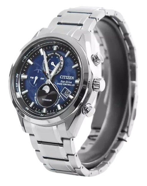 Citizen Tsuku-yomi Chronograph Moon Phase Super Titanium Blaues Zifferblatt Eco-Drive BY1010-81L 100M Herrenuhr