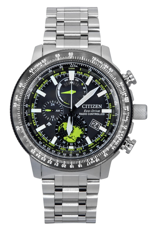 Citizen Promaster Geo Trekker Edelstahl Schwarzes Zifferblatt Eco-Drive BY3006-53E 200M f?r Herren Pilot Watch