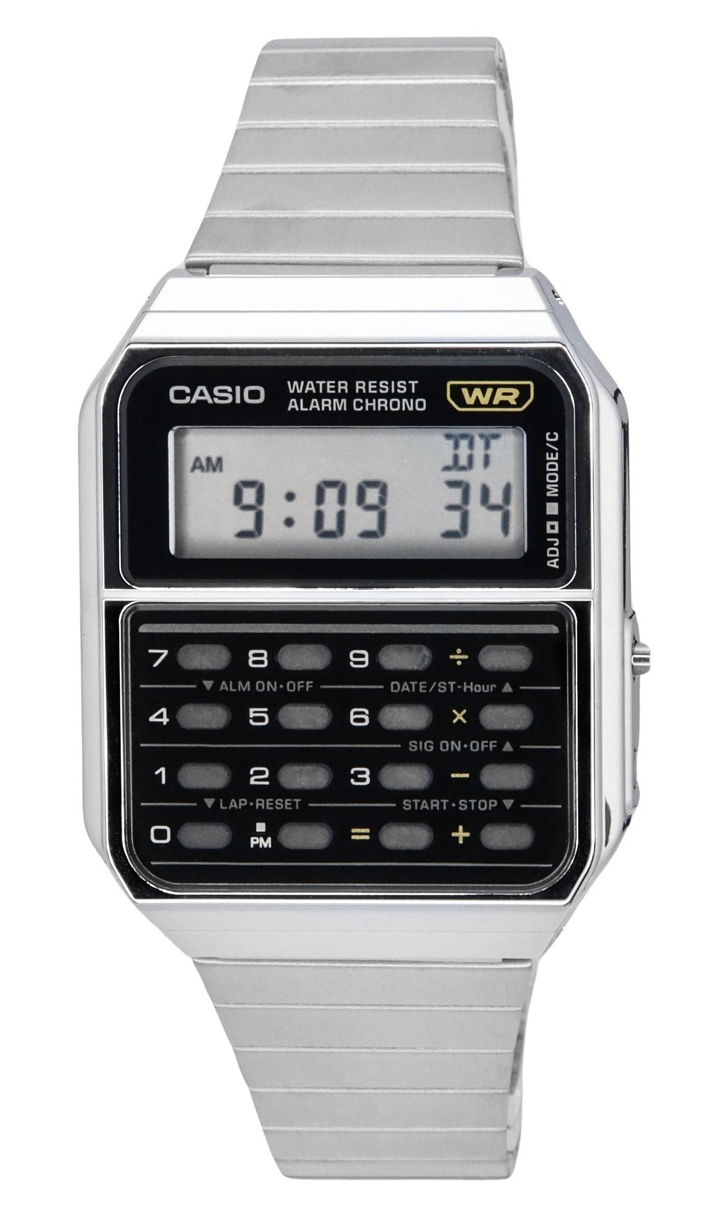 Casio Vintage Digital Calculator Edelstahl Quarz CA-500WE-1A Herrenuhr