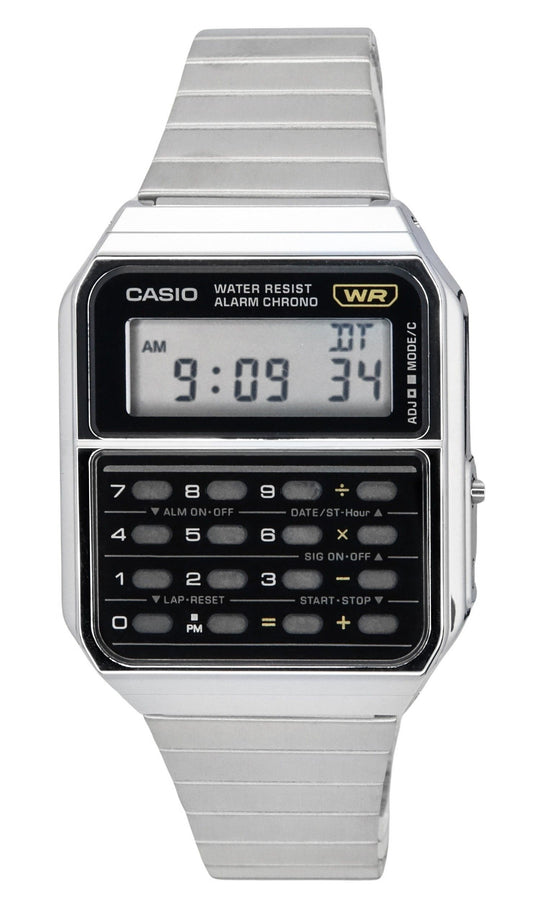 Casio Vintage Digital Calculator Edelstahl Quarz CA-500WE-1A Herrenuhr