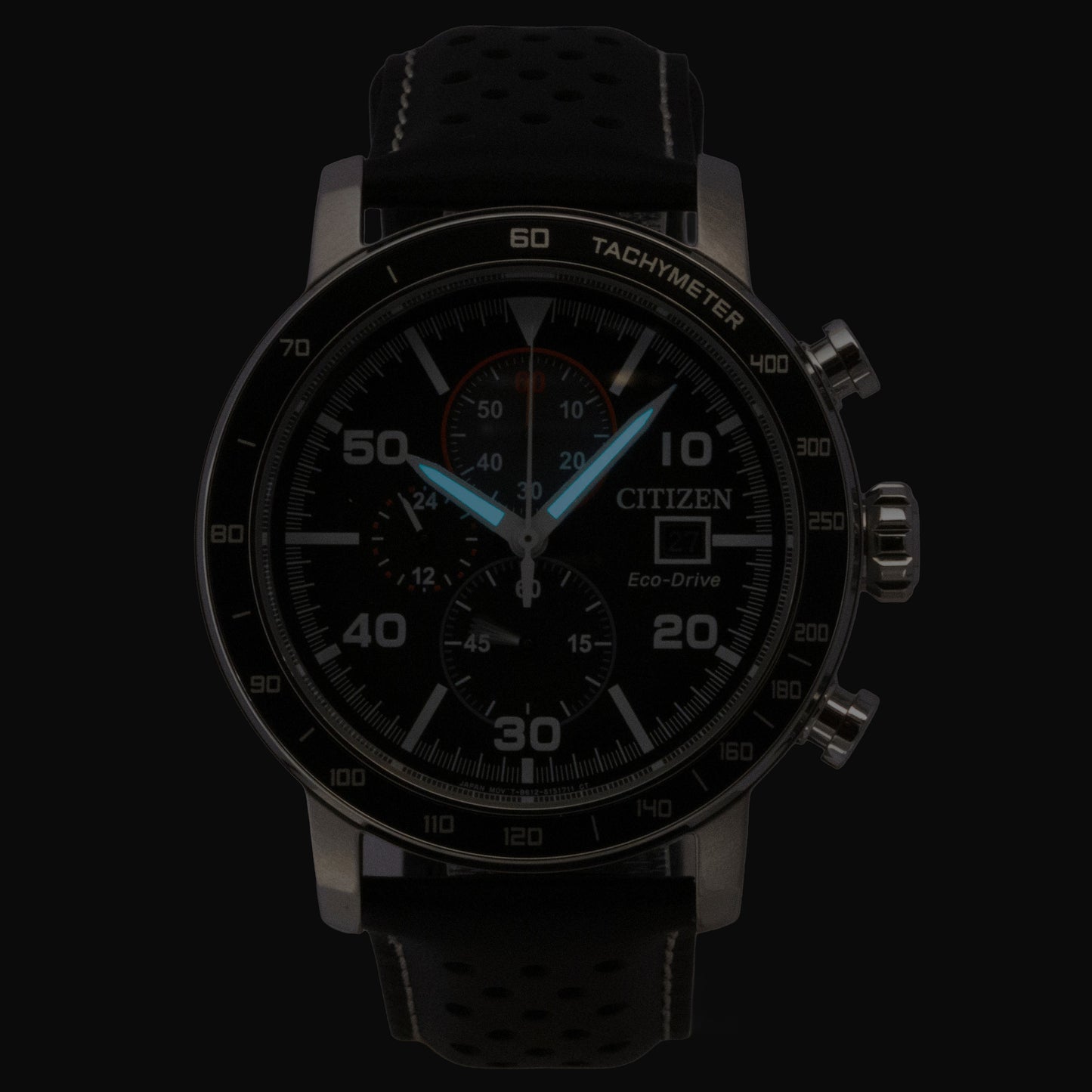 Citizen Brycen Chronograph Lederarmband Schwarzes Zifferblatt Eco-Drive CA0649-14E 100M Herrenuhr