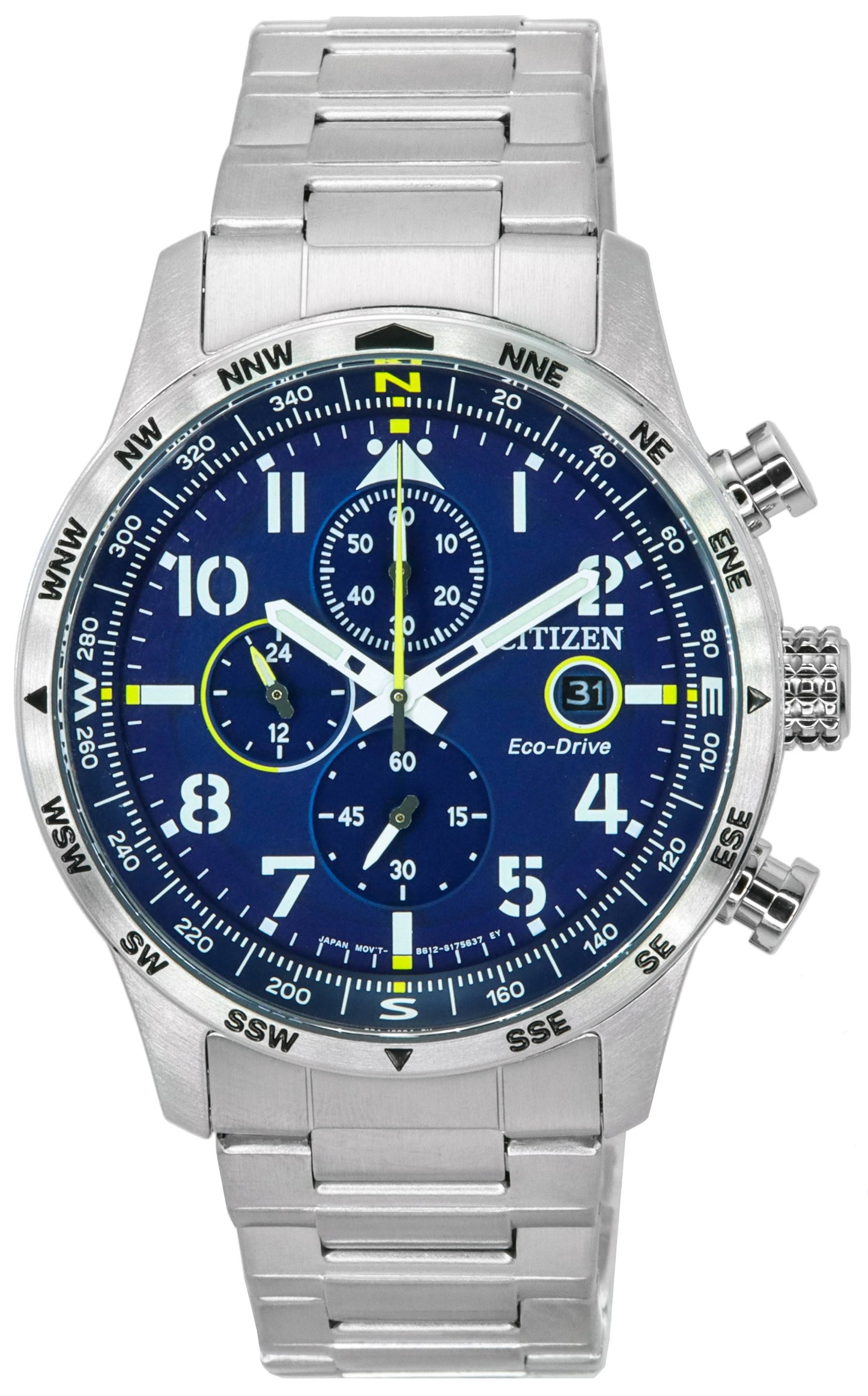 Citizen Pilot Edelstahl Blaues Zifferblatt Chronograph Eco-Drive CA0790-83L 100M Herrenuhr