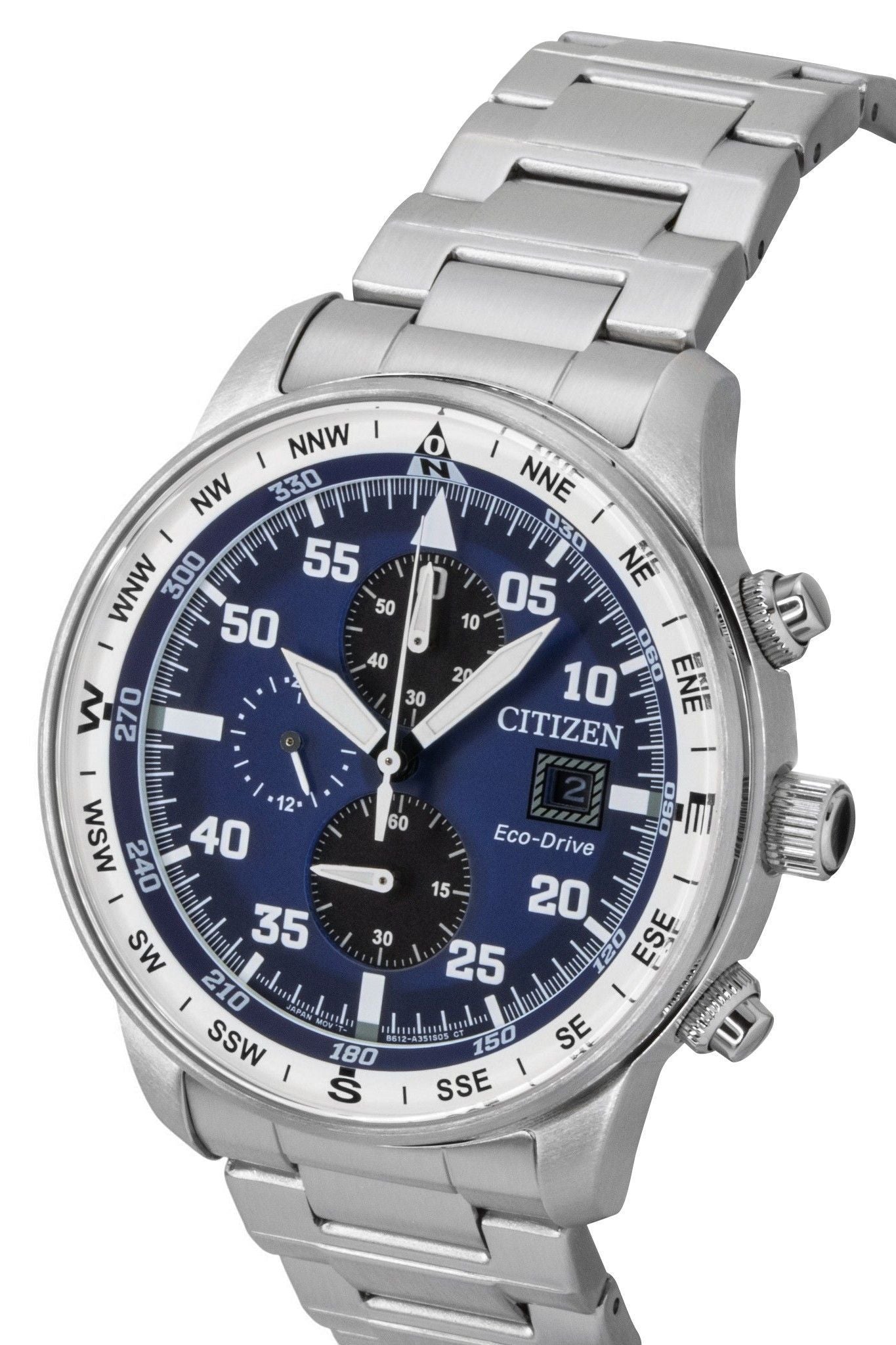 Citizen Eco-Drive Aviator Chronograph Edelstahl Blaues Zifferblatt CA0880-58L 100M Herrenuhr