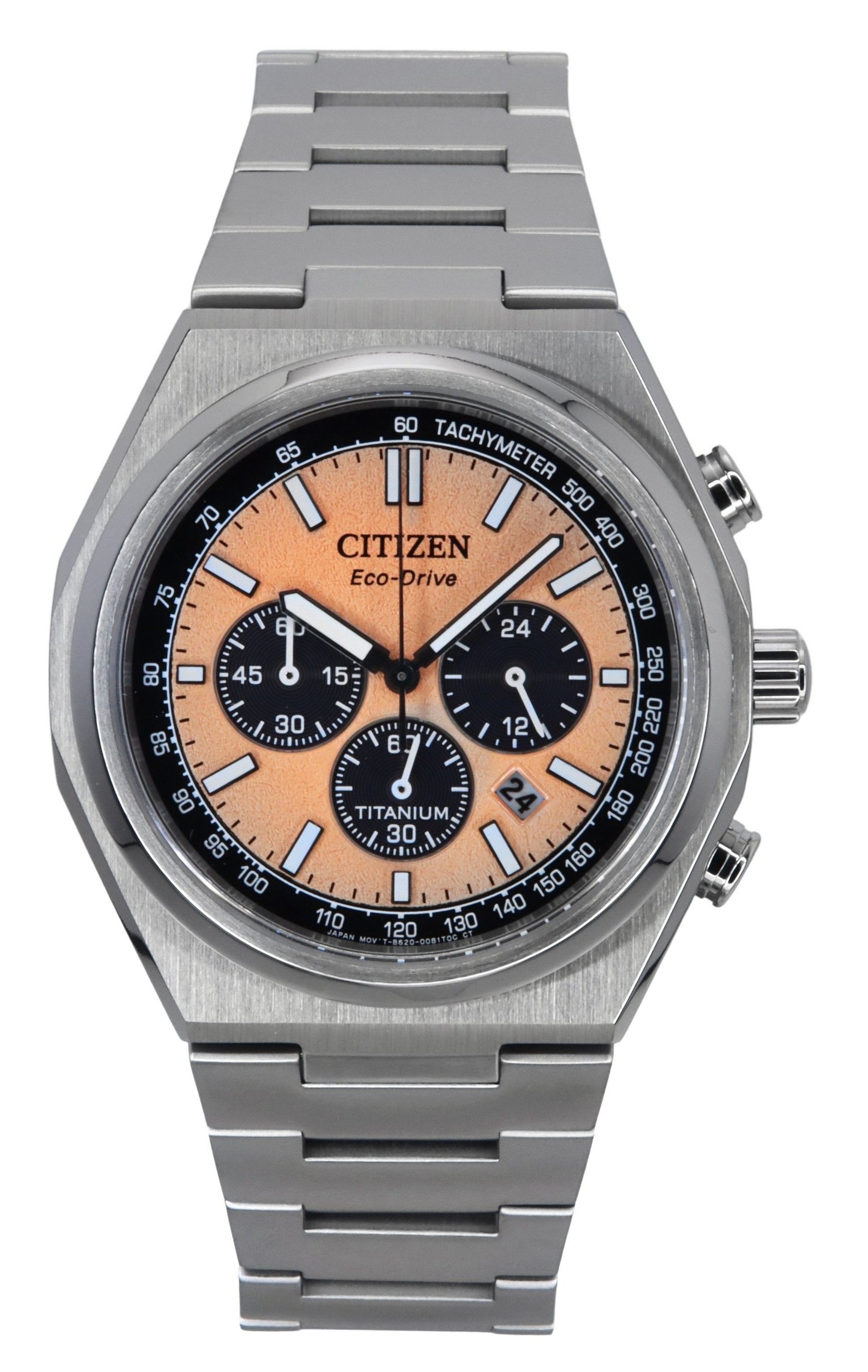Citizen Zenshin Chronograph Super Titanium Salmon Dial Eco-Drive CA4610-85Z 100M Herrenuhr