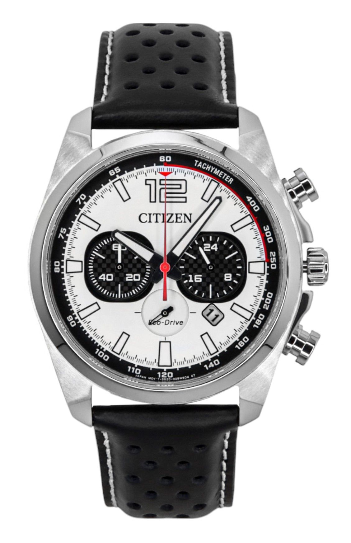 Citizen Eco-Drive Chronograph Lederarmband White Dial CA4640-09A 100M Herrenuhr