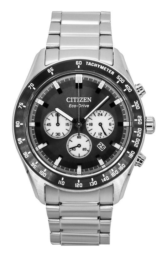 Citizen Eco-Drive Chronograph Edelstahl Schwarzes Zifferblatt CA4674-58E 100M Herrenuhr