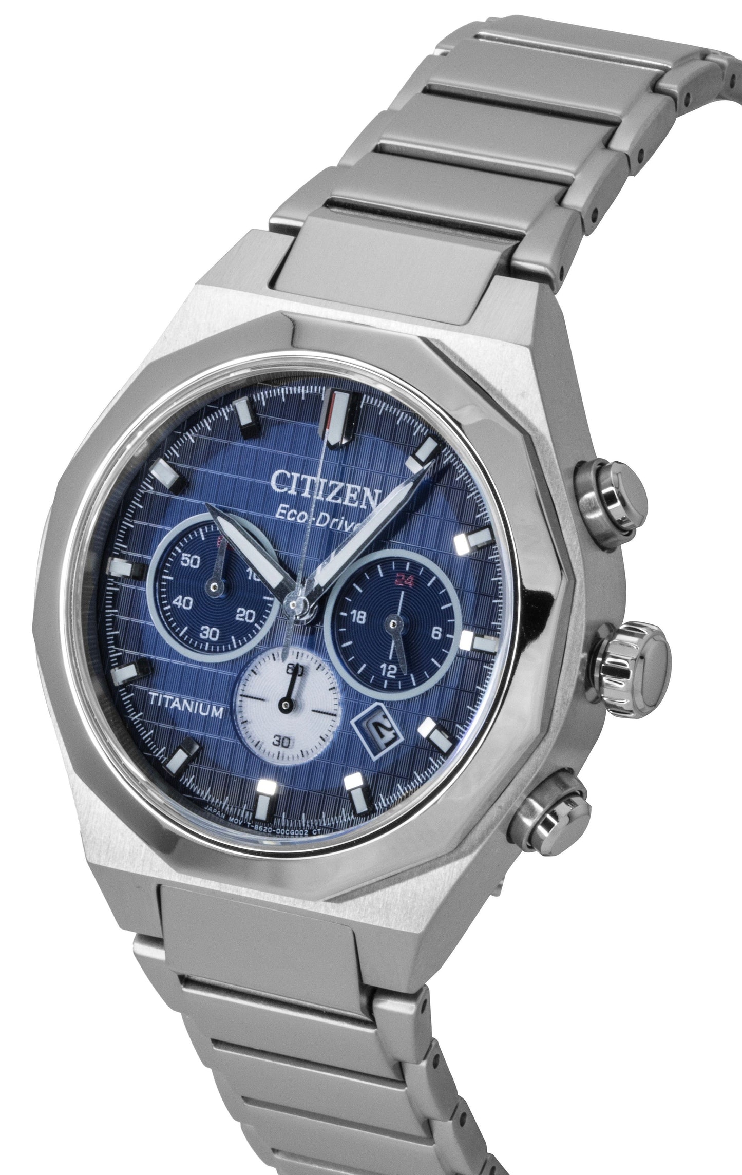 Citizen Zenshin Senkei Chronograph Super Titanium Blaues Zifferblatt Eco-Drive CA4691-59L 100M Herrenuhr