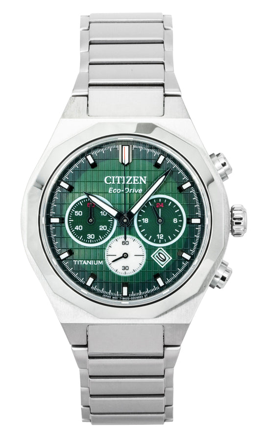 Citizen Zenshin Senkei Chronograph Super Titanium Gr?nes Zifferblatt Eco-Drive CA4691-59X 100M Herrenuhr