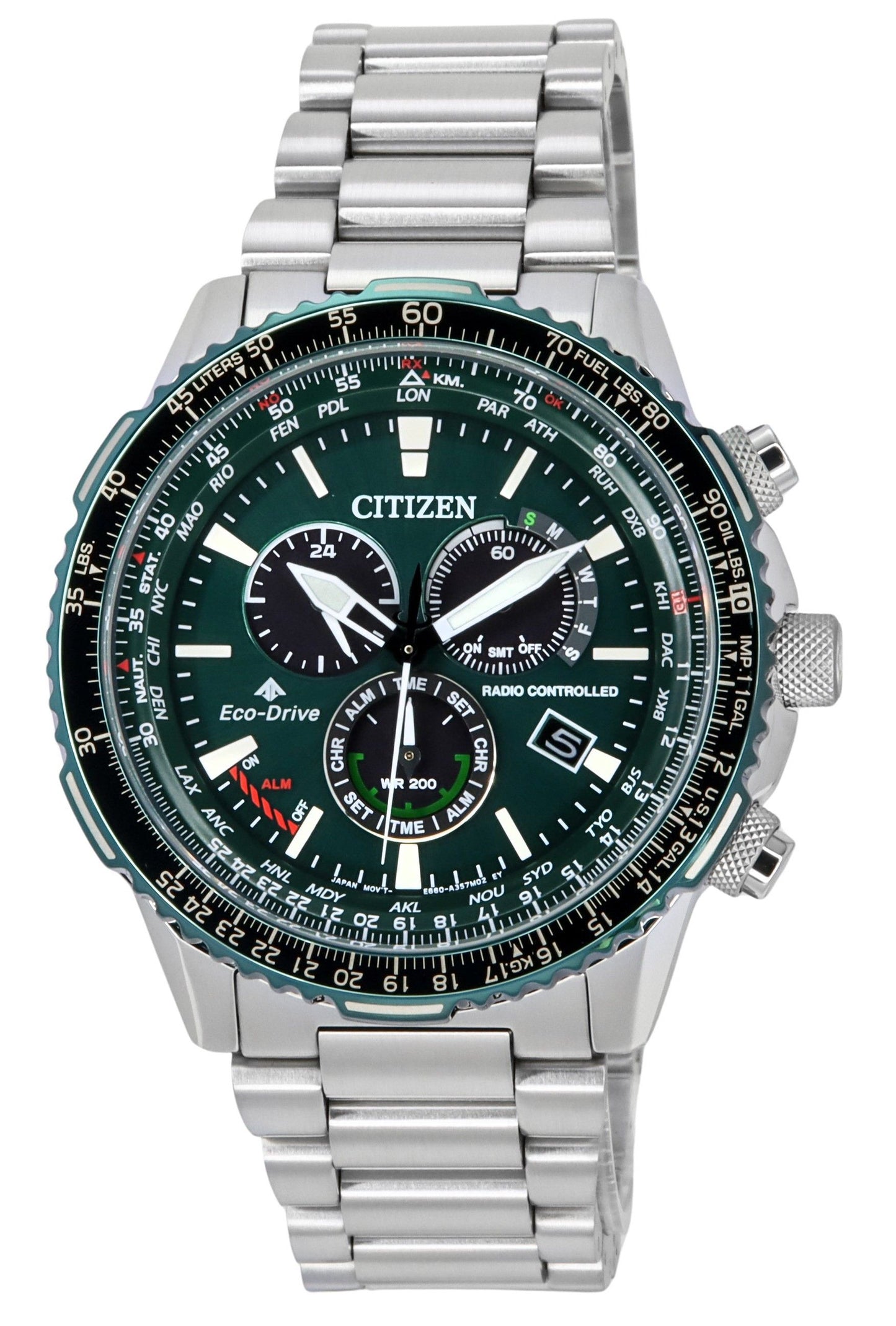 Citizen Promaster Sky A-T Radio Controlled Chronograph Gr?nes Zifferblatt Eco-Drive CB5004-59W 200M f?r Herren Pilot Watch