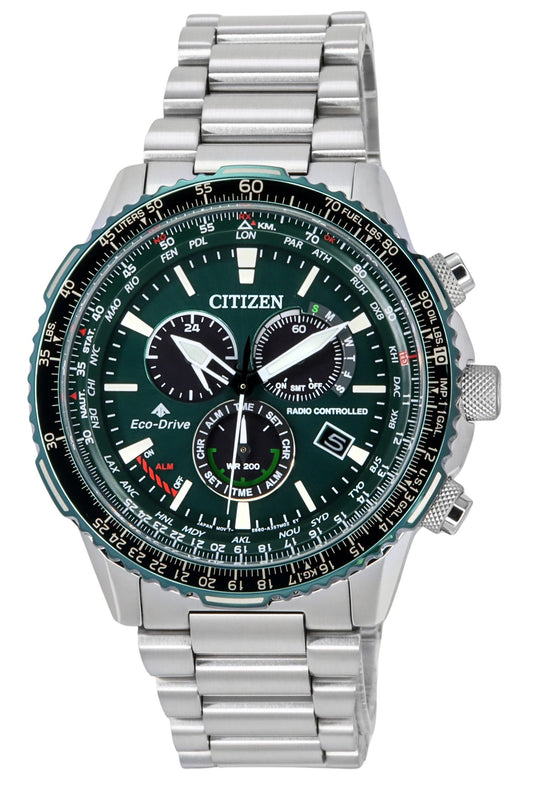 Citizen Promaster Sky A-T Radio Controlled Chronograph Gr?nes Zifferblatt Eco-Drive CB5004-59W 200M f?r Herren Pilot Watch