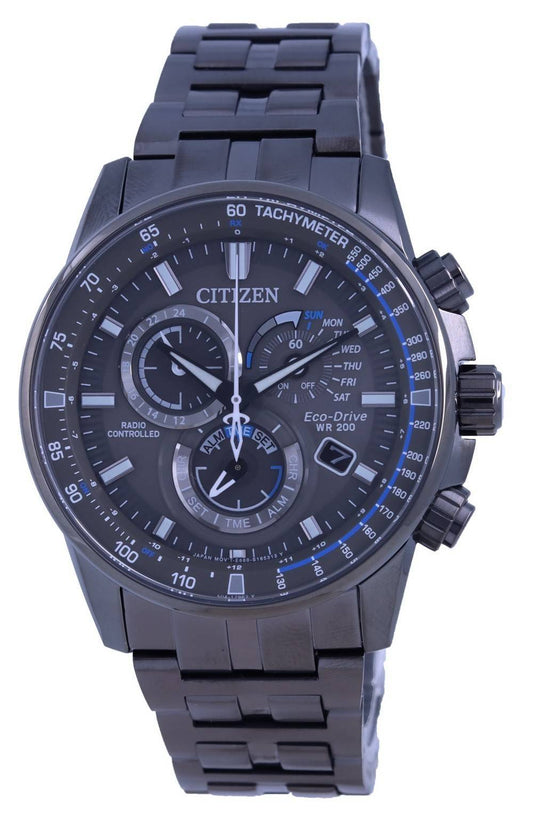 Citizen PCAT Schwarzes Zifferblatt Radio Controlled Chronograph Atomic Eco-Drive CB5887-55H 200M Herrenuhr