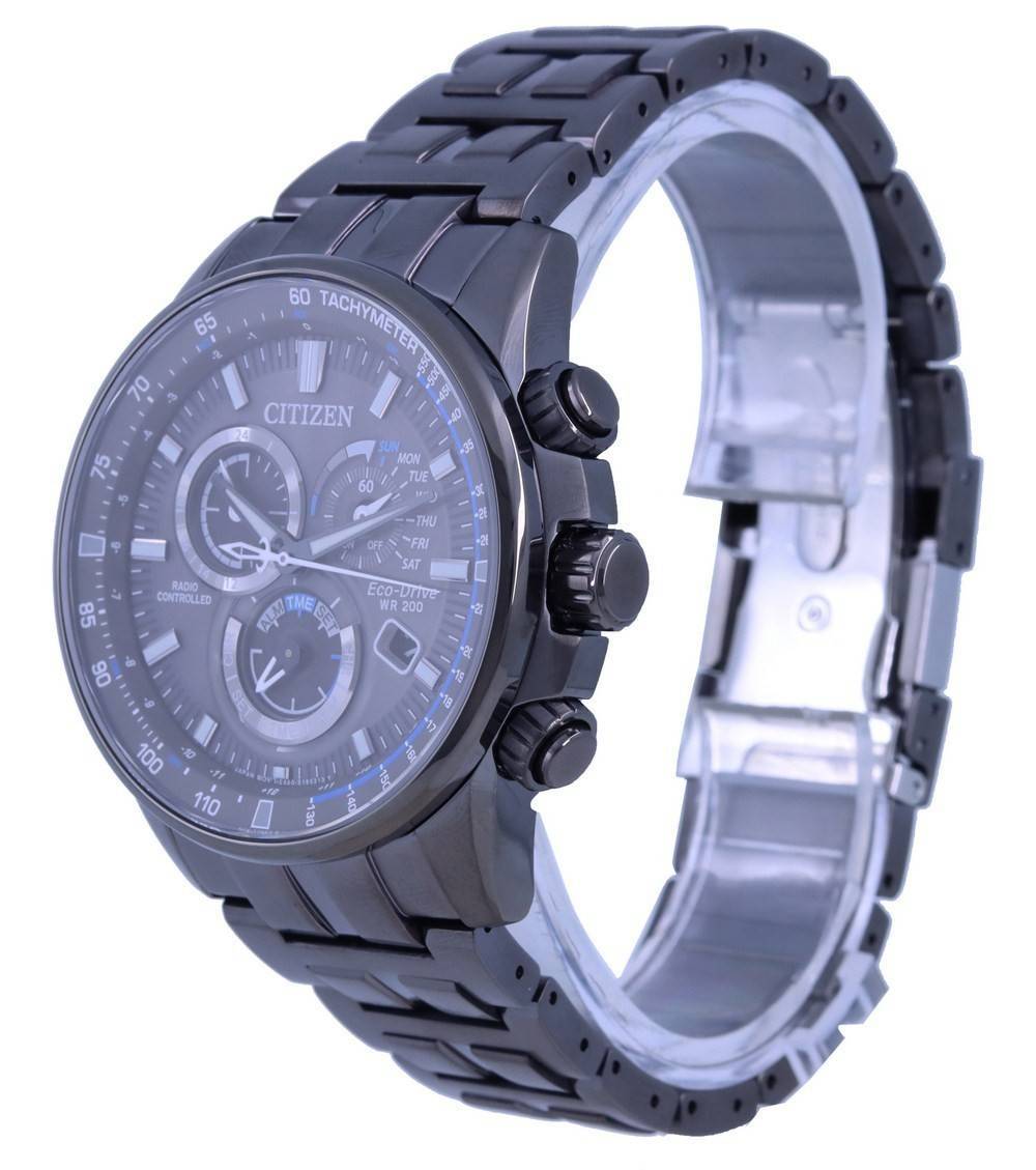Citizen PCAT Schwarzes Zifferblatt Radio Controlled Chronograph Atomic Eco-Drive CB5887-55H 200M Herrenuhr