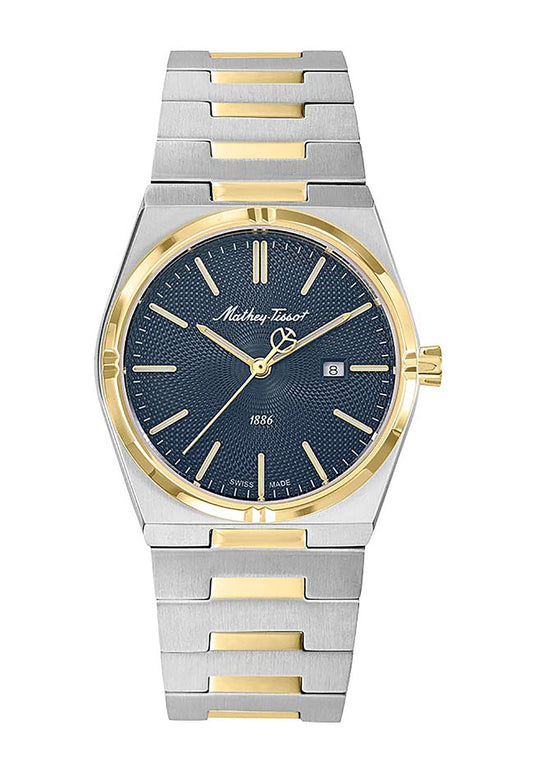 Mathey-Tissot Zeus Two Tone Edelstahl Blaues Zifferblatt Quarz D118BBU Damenuhr