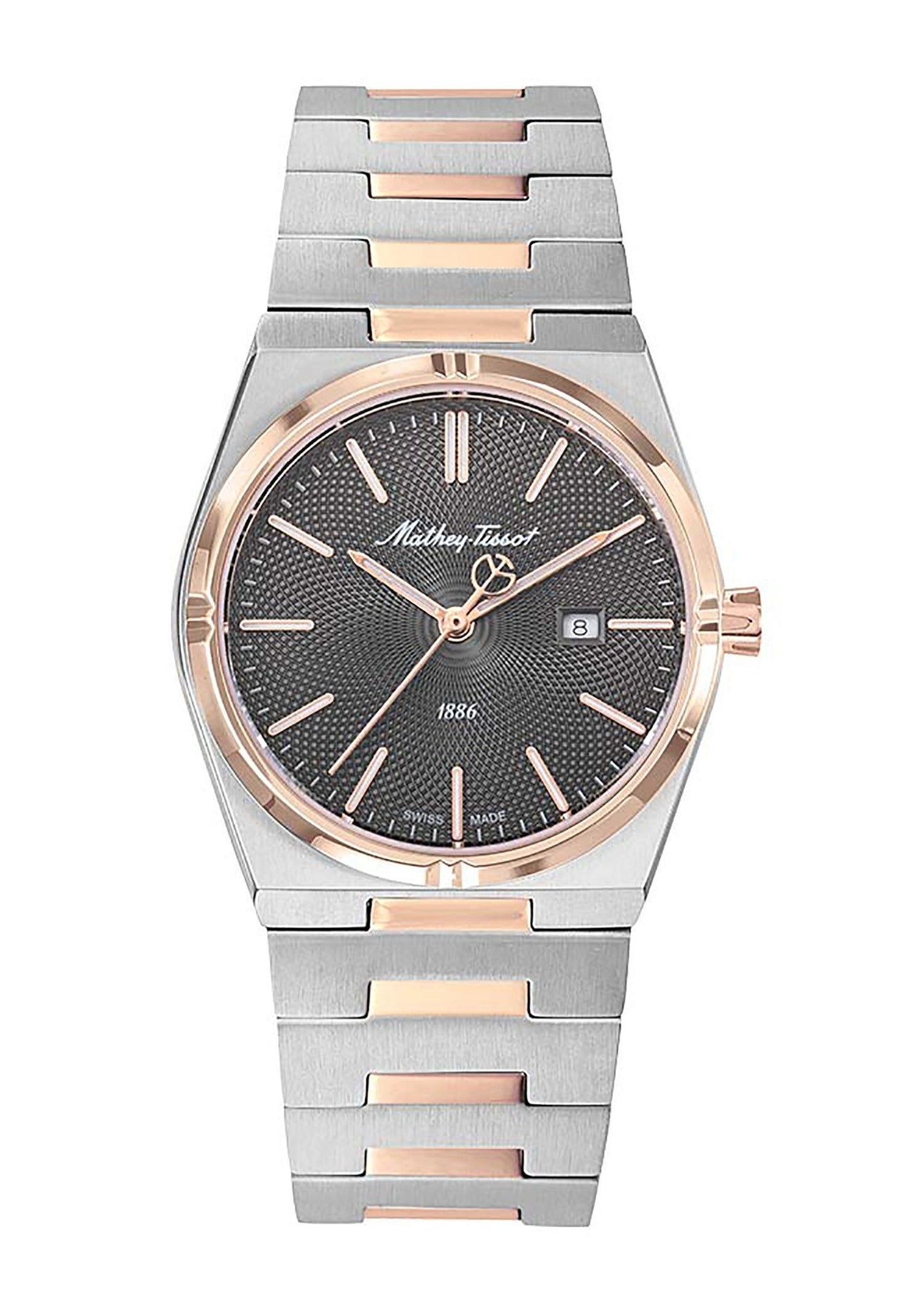 Mathey-Tissot Zeus Two Tone Edelstahl Schwarzes Zifferblatt Quarz D118RS Damenuhr
