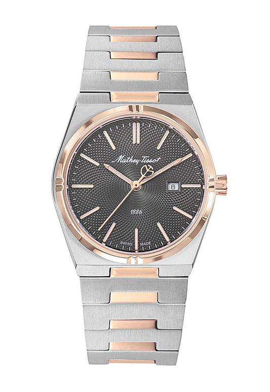 Mathey-Tissot Zeus Two Tone Edelstahl Schwarzes Zifferblatt Quarz D118RS Damenuhr