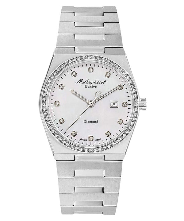 Mathey-Tissot Zeus Diamond Accents Edelstahl White Dial Quarz D118SAI Damenuhr