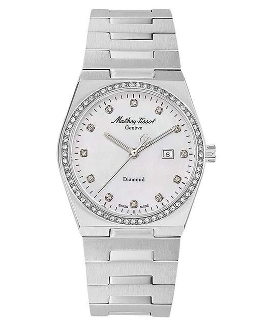 Mathey-Tissot Zeus Diamond Accents Edelstahl White Dial Quarz D118SAI Damenuhr