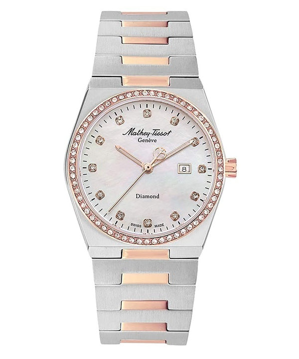 Mathey-Tissot Zeus Diamond Accents Two Tone Edelstahl White Dial Quarz D118SBI Damenuhr