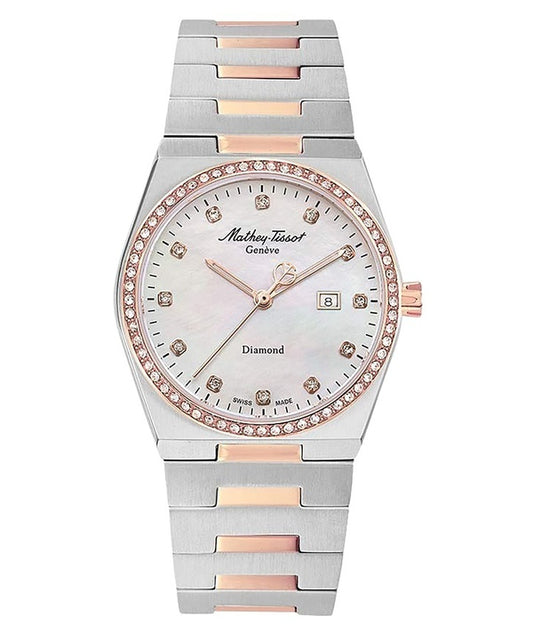 Mathey-Tissot Zeus Diamond Accents Two Tone Edelstahl White Dial Quarz D118SBI Damenuhr