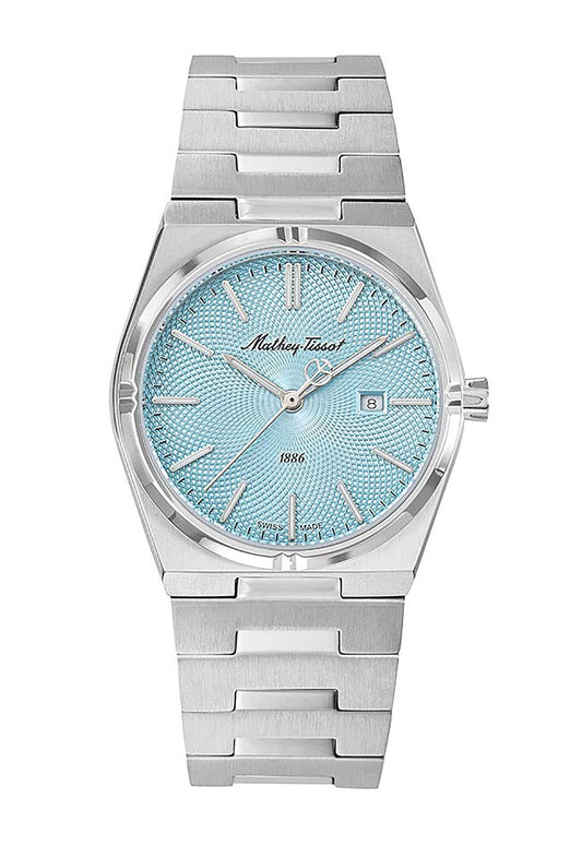 Mathey-Tissot Zeus Edelstahl Blaues Zifferblatt Quarz D118SK Damenuhr