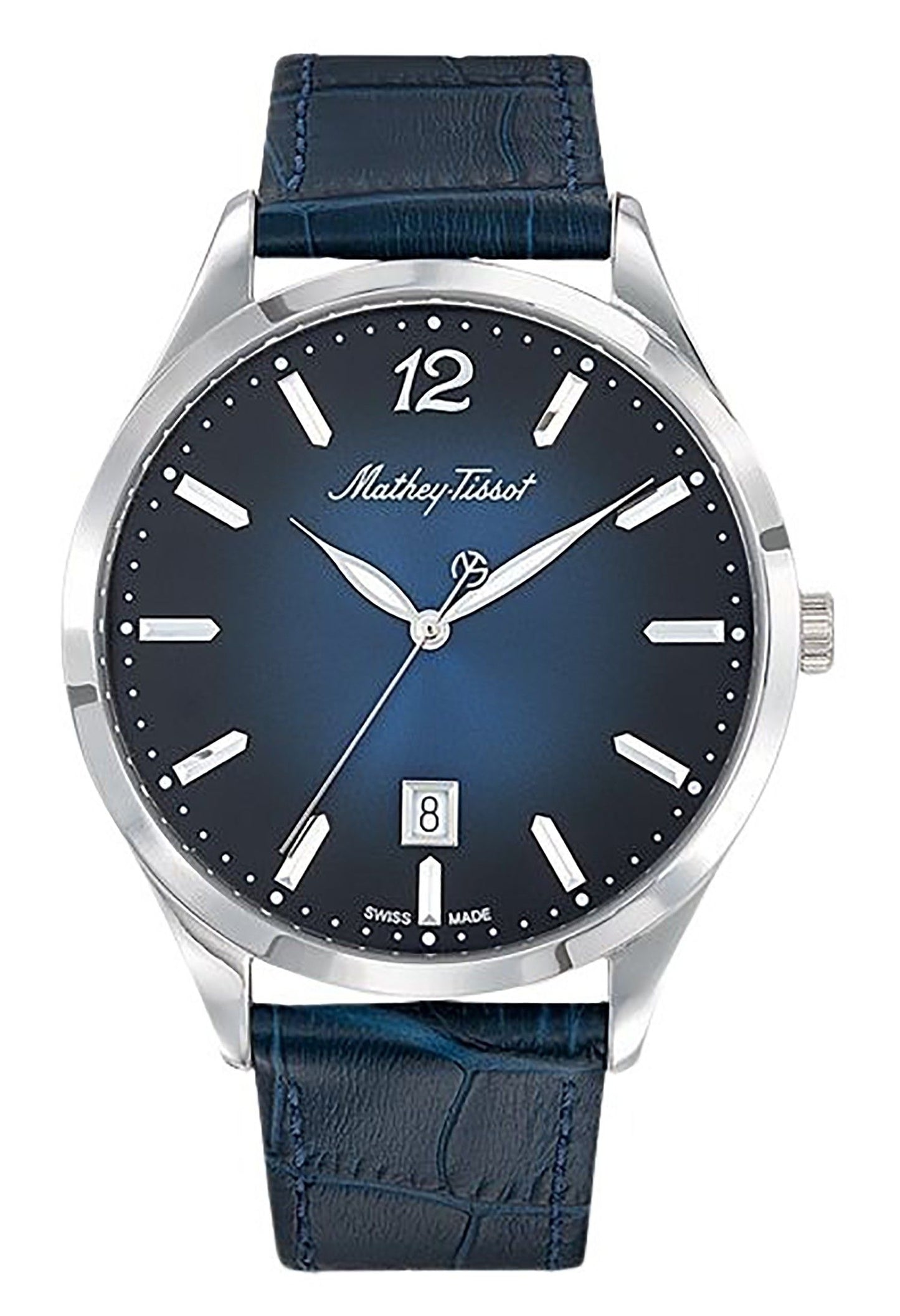 Mathey-Tissot Urban Lederarmband Blaues Zifferblatt Quarz D411ABU Damenuhr