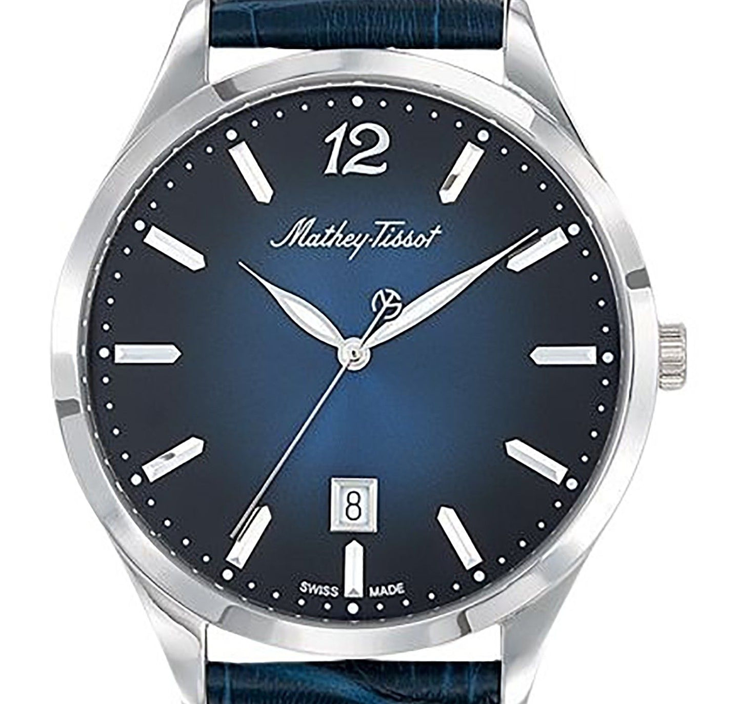 Mathey-Tissot Urban Lederarmband Blaues Zifferblatt Quarz D411ABU Damenuhr