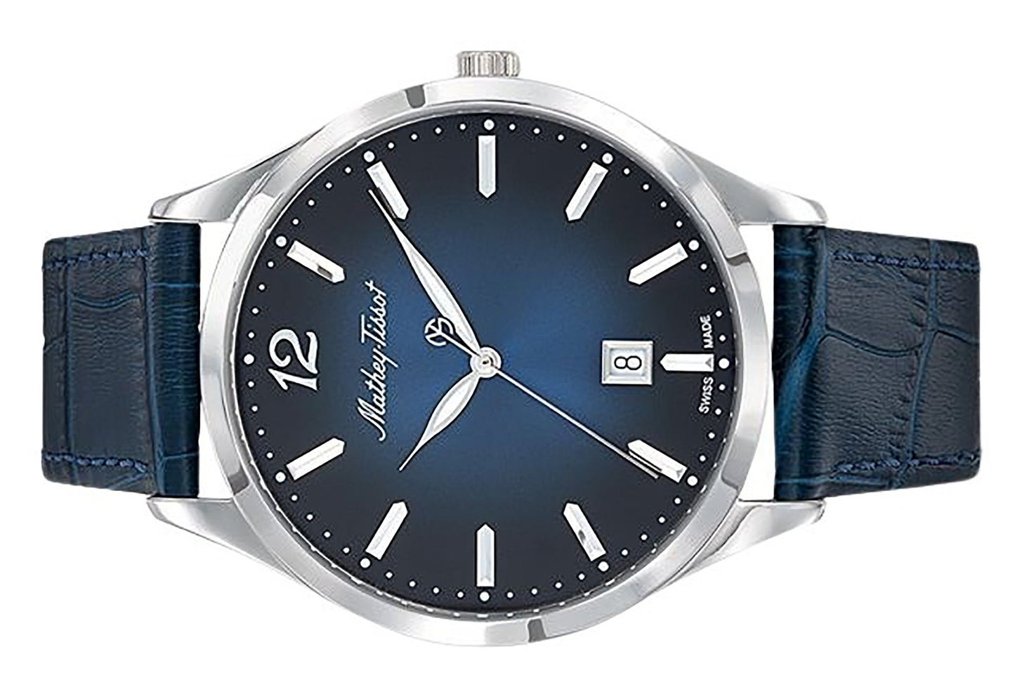 Mathey-Tissot Urban Lederarmband Blaues Zifferblatt Quarz D411ABU Damenuhr