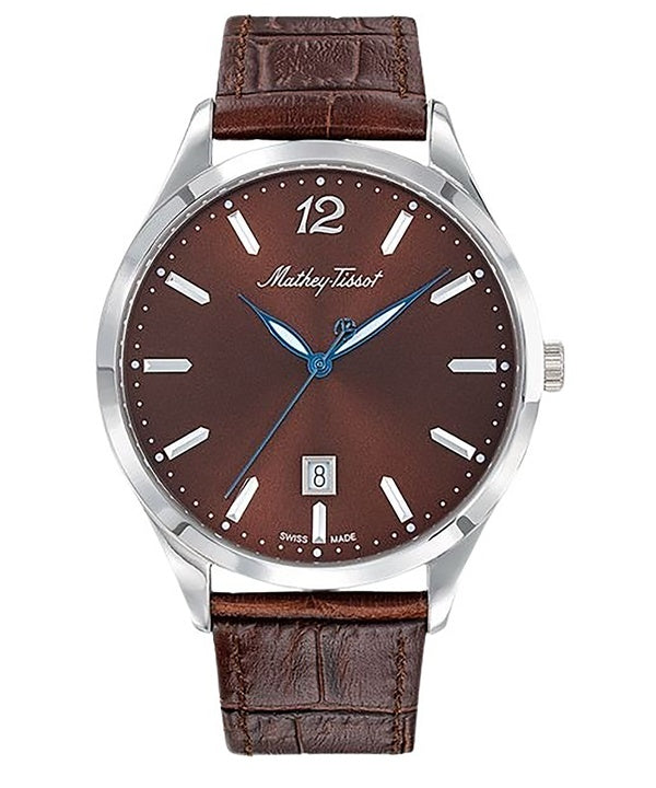 Mathey-Tissot Urban Lederarmband Braunes Zifferblatt Quarz D411AM Damenuhr