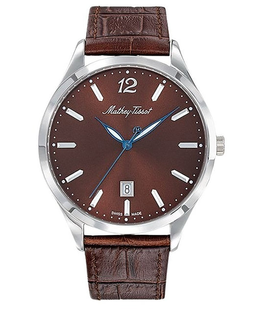 Mathey-Tissot Urban Lederarmband Braunes Zifferblatt Quarz D411AM Damenuhr