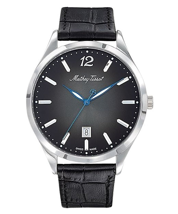 Mathey-Tissot Urban Lederarmband Schwarzes Zifferblatt Quarz D411AN Damenuhr