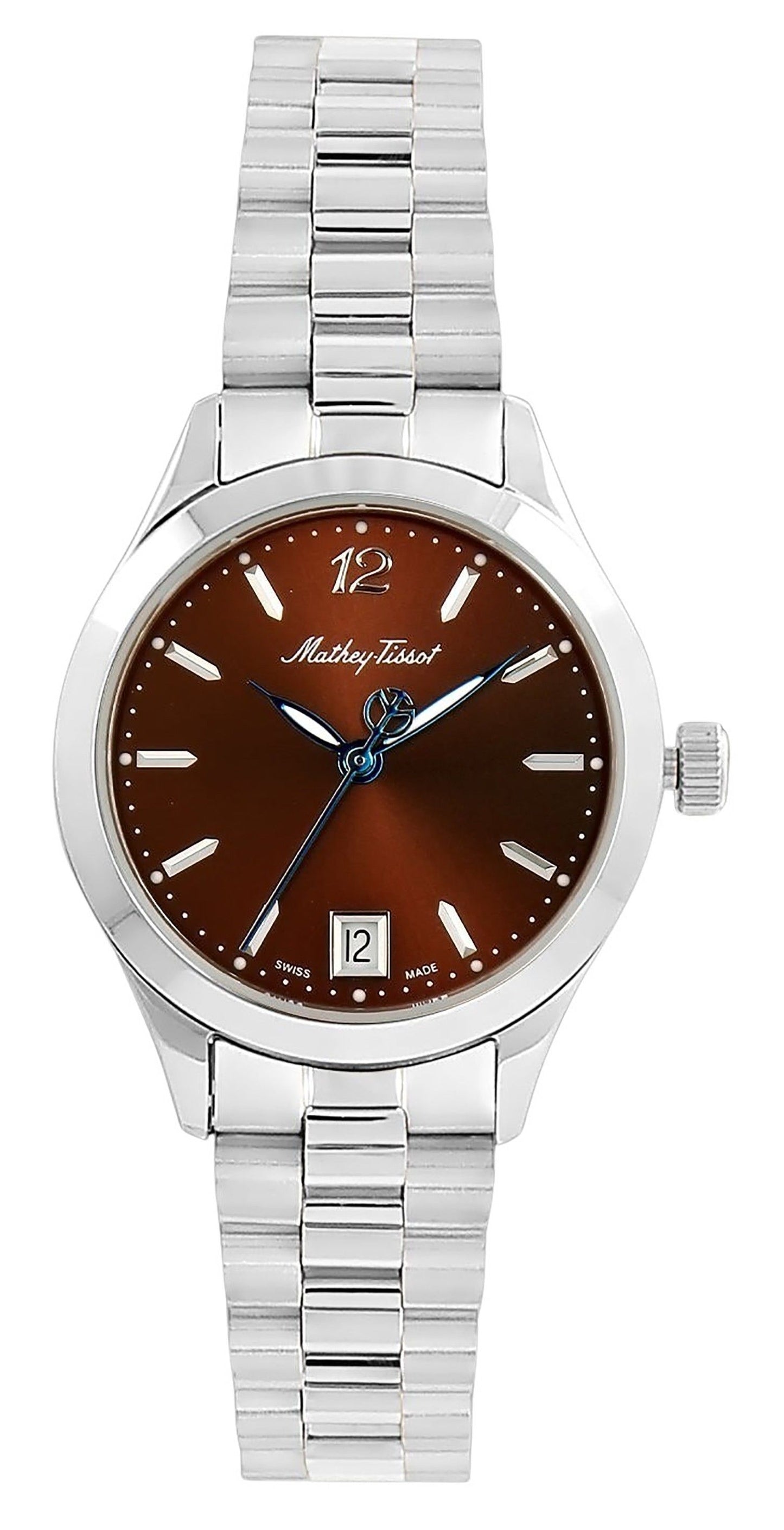 Mathey-Tissot Urban Edelstahl Braunes Zifferblatt Quarz D411MAM Damenuhr
