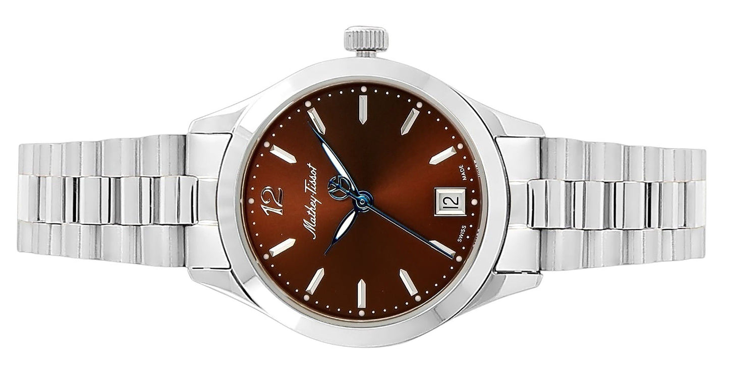 Mathey-Tissot Urban Edelstahl Braunes Zifferblatt Quarz D411MAM Damenuhr